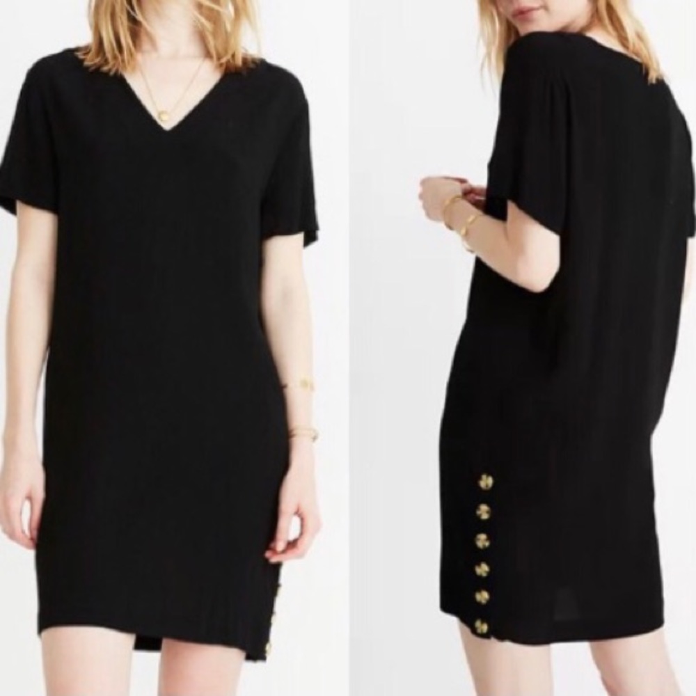 Madewell Little Black Dress With Side Buttons